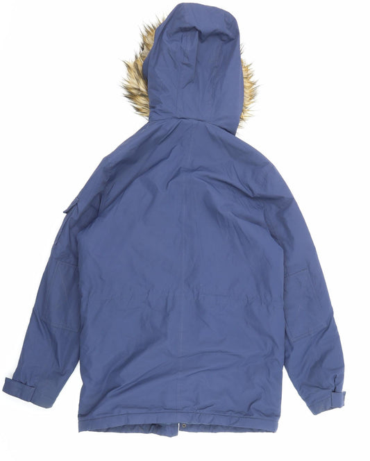 ASOS Mens Blue Parka Coat Size S Zip