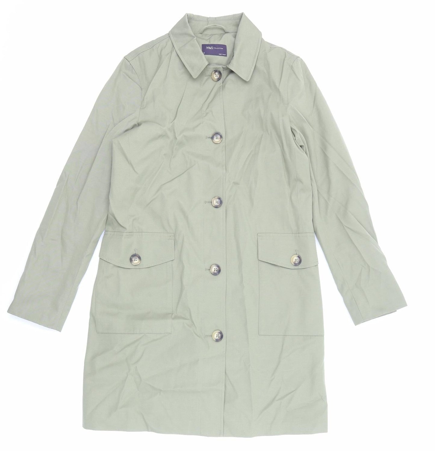 Womens UK Size 10 Marks and Spencer Green Trench Coat