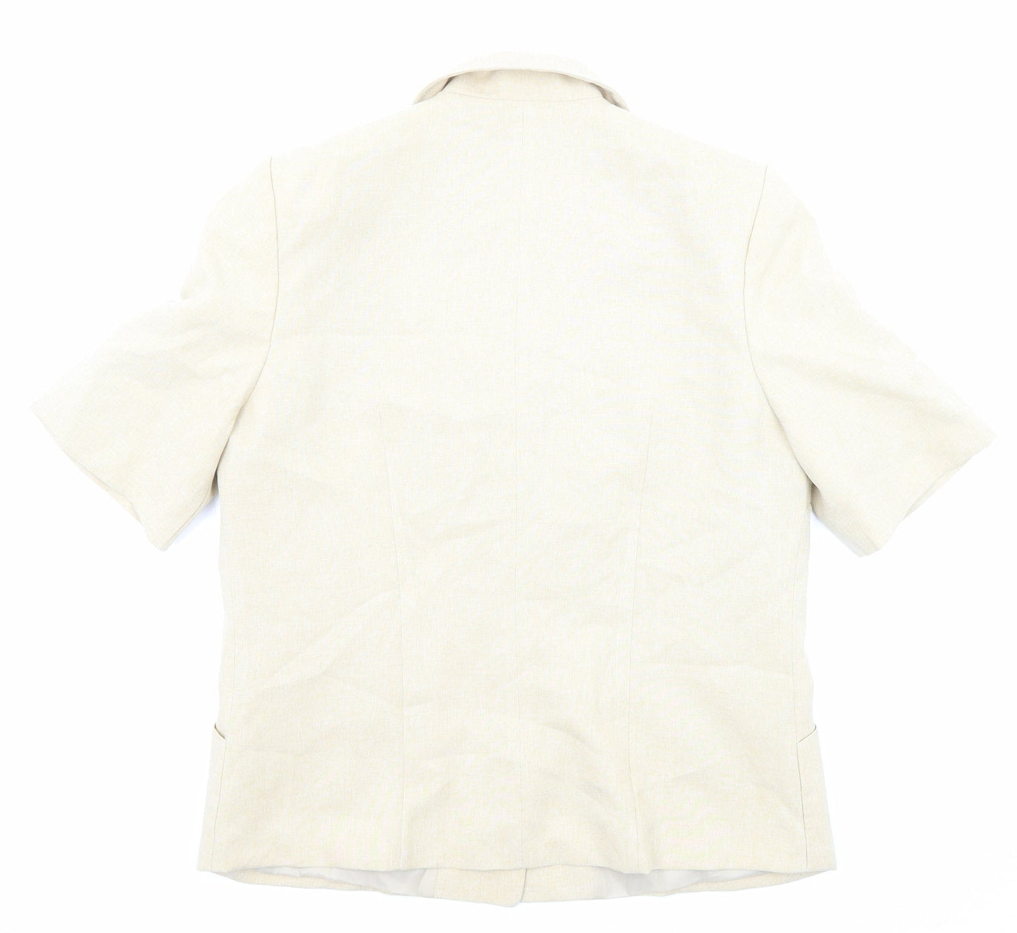 Classics Womens Beige Polyester Jacket Blazer Size 12 Button