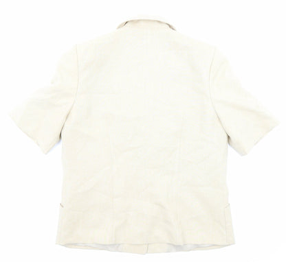 Classics Womens Beige Polyester Jacket Blazer Size 12 Button