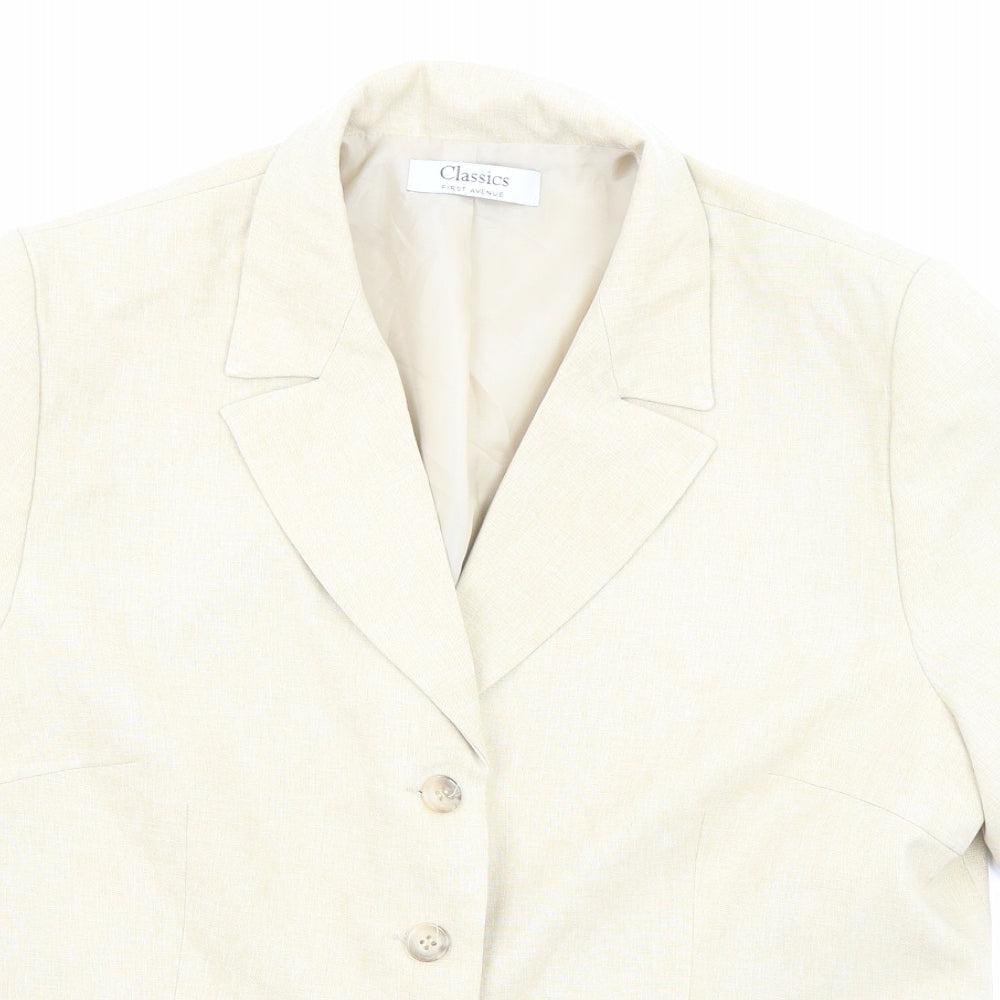 Classics Womens Beige Polyester Jacket Blazer Size 12 Button