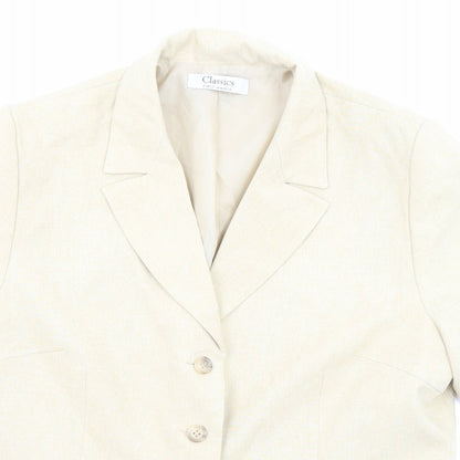 Classics Womens Beige Polyester Jacket Blazer Size 12 Button