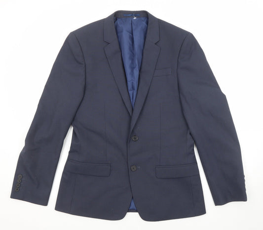 Mens UK Size 38 River Island Regular Blue Suit Jacket