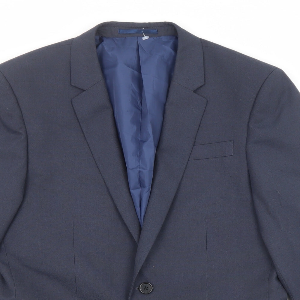 Mens UK Size 38 River Island Regular Blue Suit Jacket