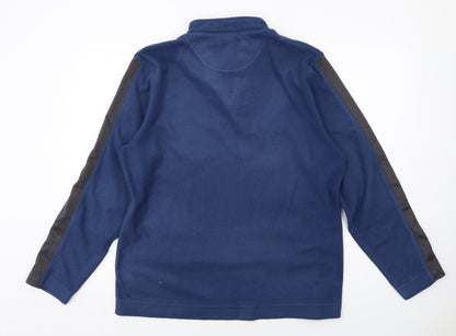 Atlantic Mens Blue Polyester Henley Sweatshirt Size M