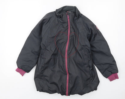 Racoon Girls Grey Jacket Size 8 Years Zip - Heart