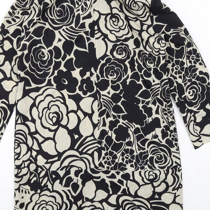 River Island Womens Black Floral Polyester Jumper Dress Size 6 Boat Neck Zip