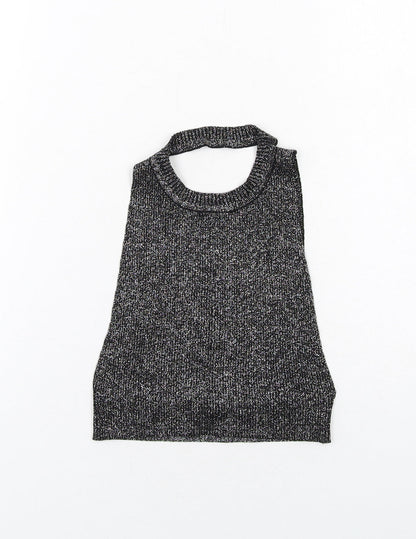 Womens UK Size S Zara Black Cropped Blouse