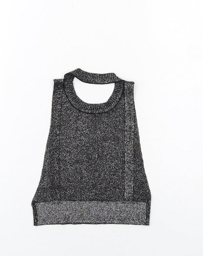 Womens UK Size S Zara Black Cropped Blouse