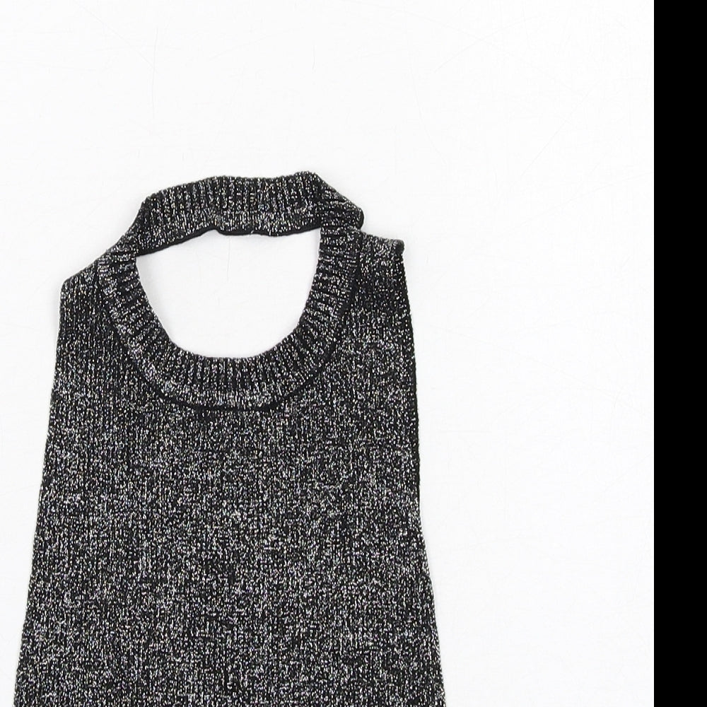 Womens UK Size S Zara Black Cropped Blouse