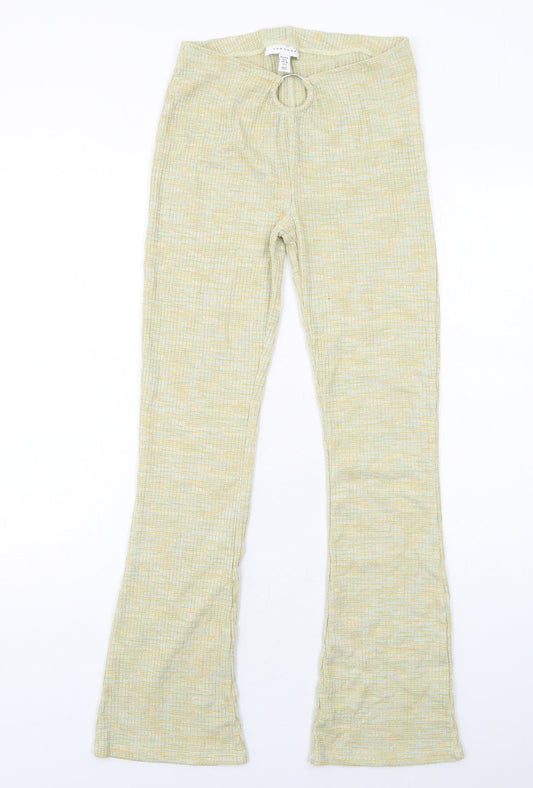 Topshop Womens Green Polyester Trousers Size 10 Regular - Ring Detail