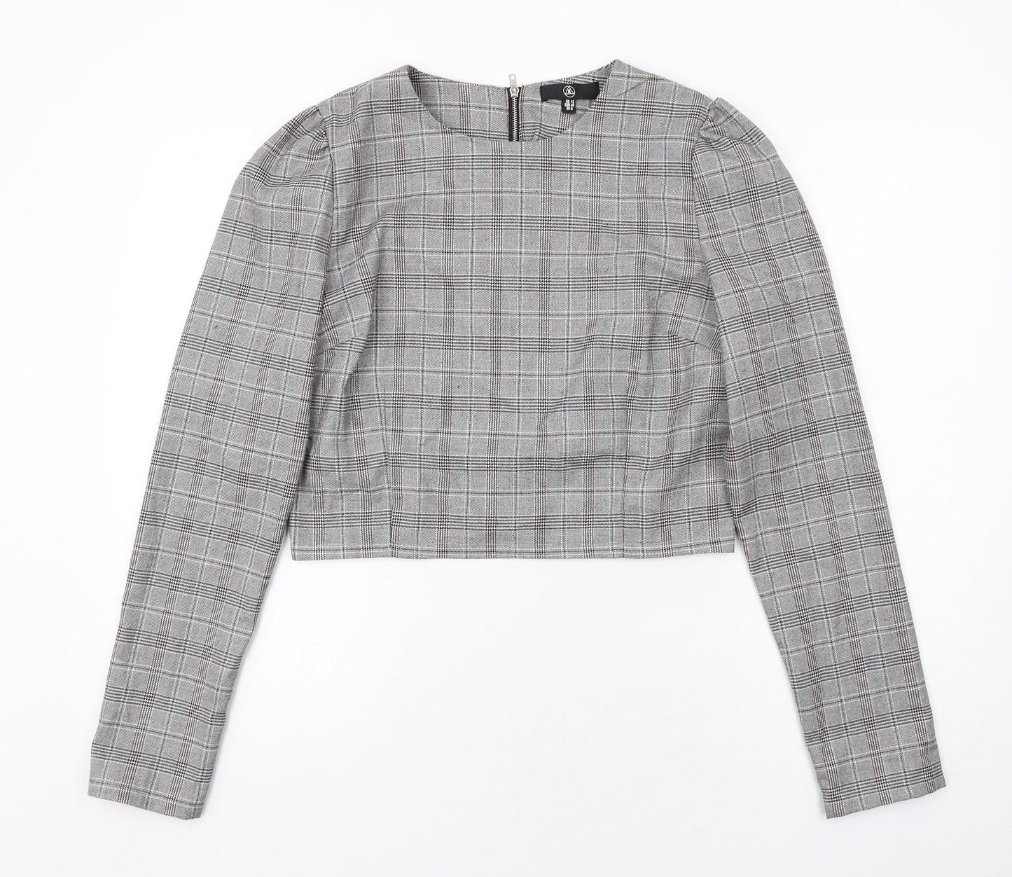 Womens UK Size 12 Missguided Grey Cropped Blouse
