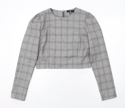 Womens UK Size 12 Missguided Grey Cropped Blouse