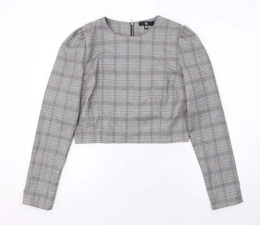 Womens UK Size 12 Missguided Grey Cropped Blouse