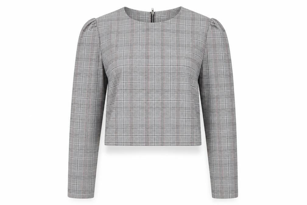 Womens UK Size 12 Missguided Grey Cropped Blouse