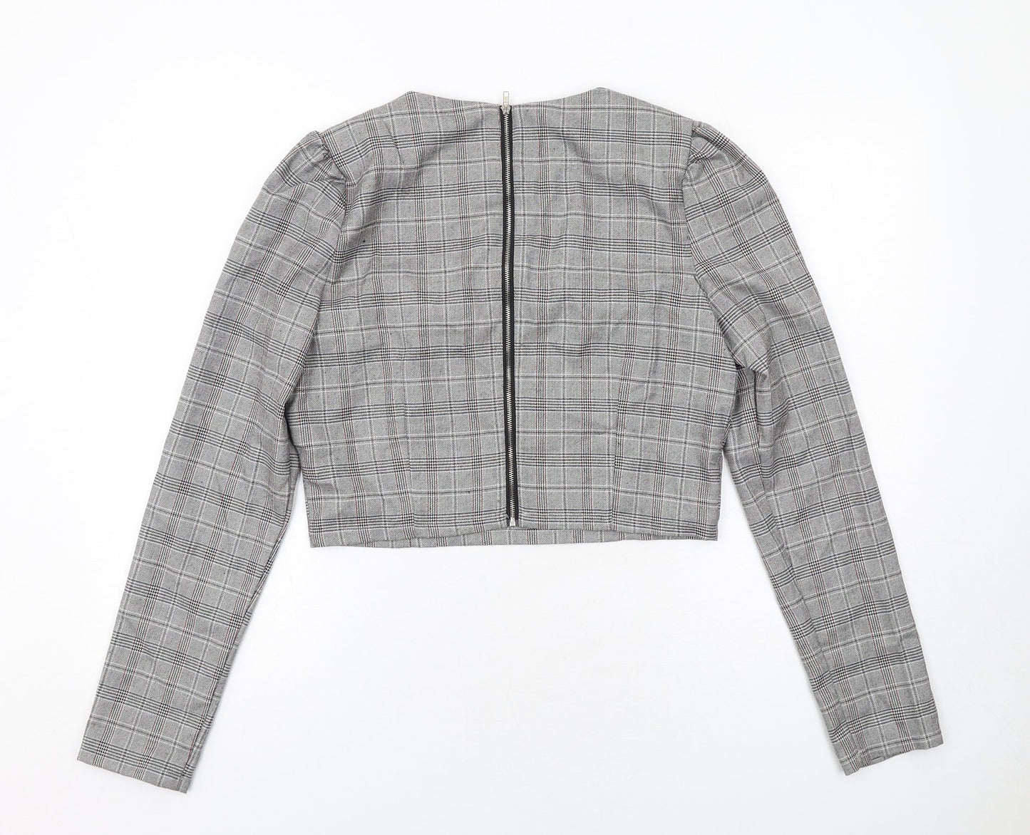 Womens UK Size 12 Missguided Grey Cropped Blouse