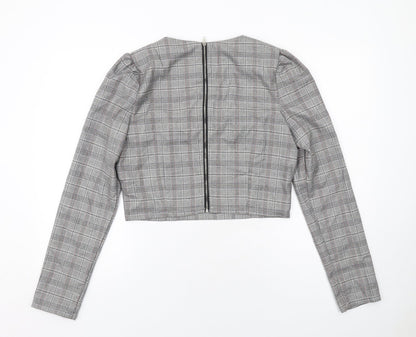 Womens UK Size 12 Missguided Grey Cropped Blouse