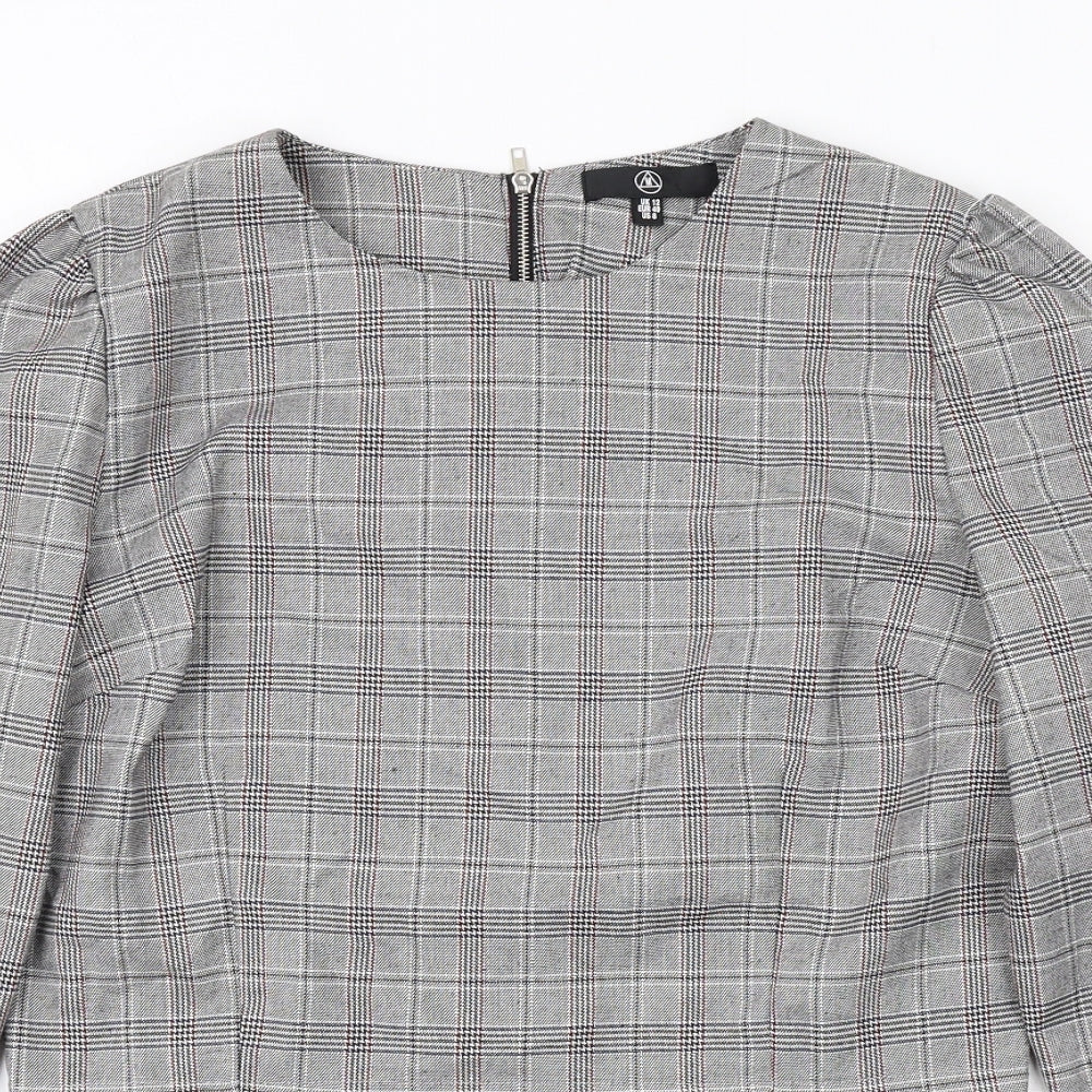 Womens UK Size 12 Missguided Grey Cropped Blouse
