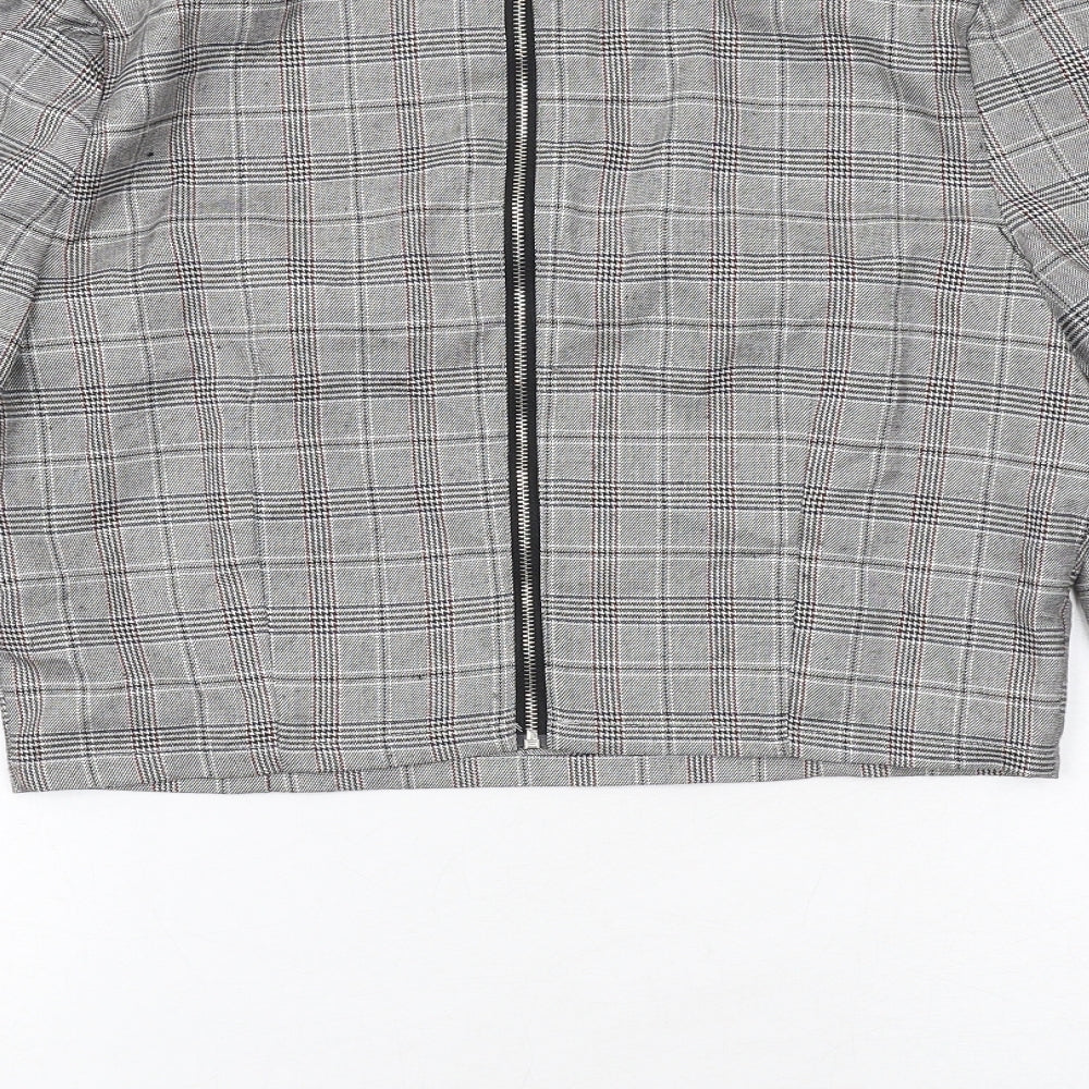 Womens UK Size 12 Missguided Grey Cropped Blouse