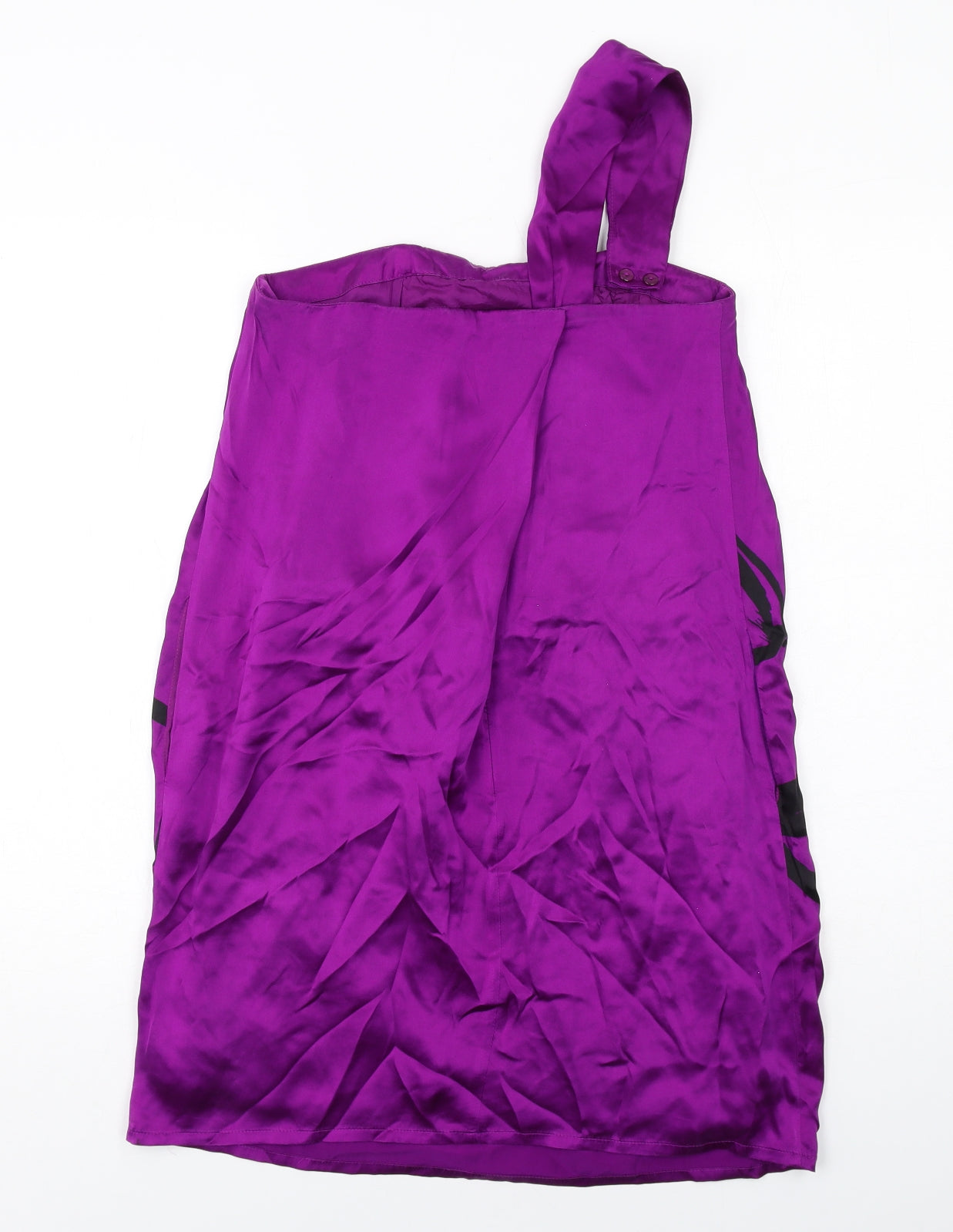 Oasis Womens Purple Geometric Silk Sheath Size 8 One Shoulder Zip