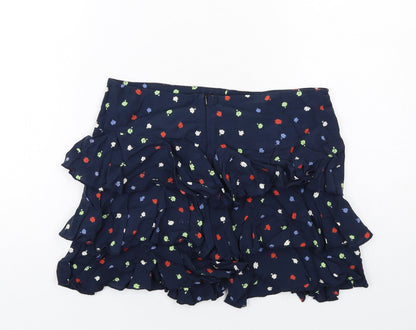 New Look Womens Blue Floral Viscose Skater Skirt Size 8 Zip