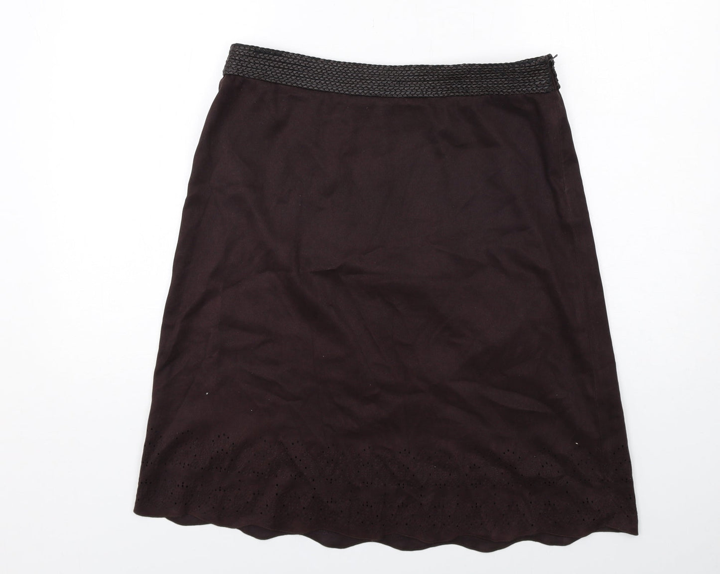 NEXT Womens Brown Polyester A-Line Skirt Size 14 Zip