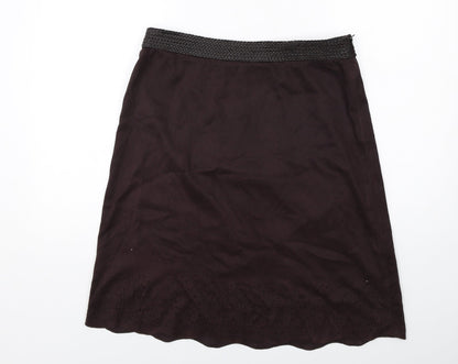 NEXT Womens Brown Polyester A-Line Skirt Size 14 Zip