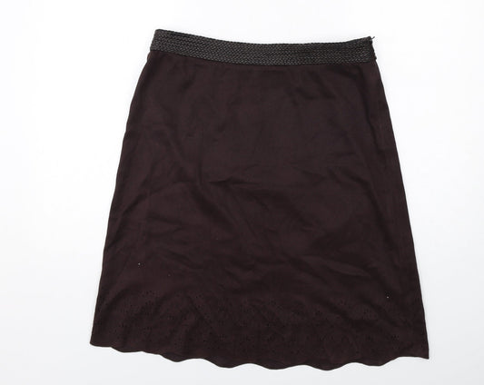 NEXT Womens Brown Polyester A-Line Skirt Size 14 Zip
