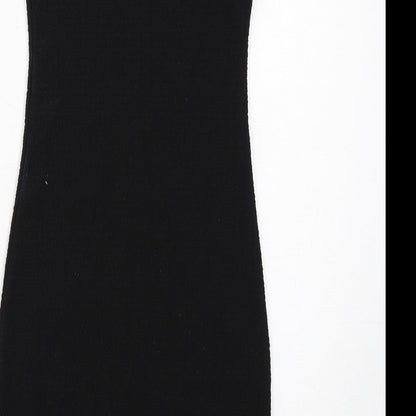 H&M Womens Black Polyester Pencil Dress Size S Boat Neck Pullover