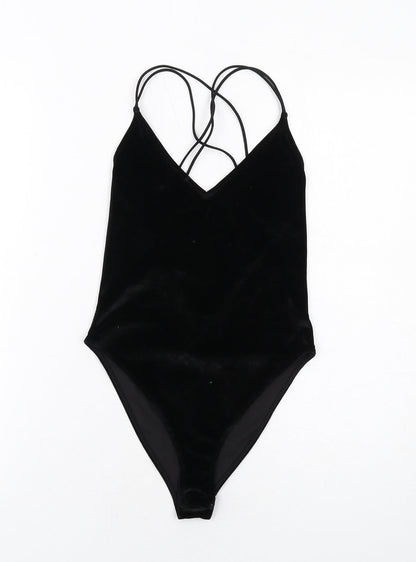 H&M Womens Black Polyester Bodysuit One-Piece Size XS Snap