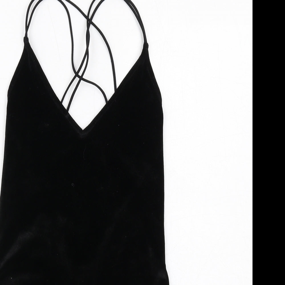 H&M Womens Black Polyester Bodysuit One-Piece Size XS Snap