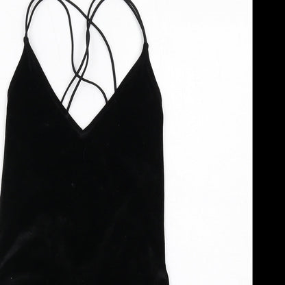 H&M Womens Black Polyester Bodysuit One-Piece Size XS Snap