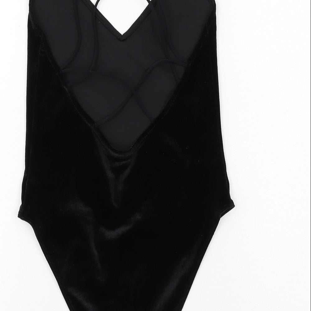 H&M Womens Black Polyester Bodysuit One-Piece Size XS Snap