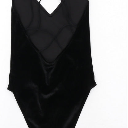 H&M Womens Black Polyester Bodysuit One-Piece Size XS Snap