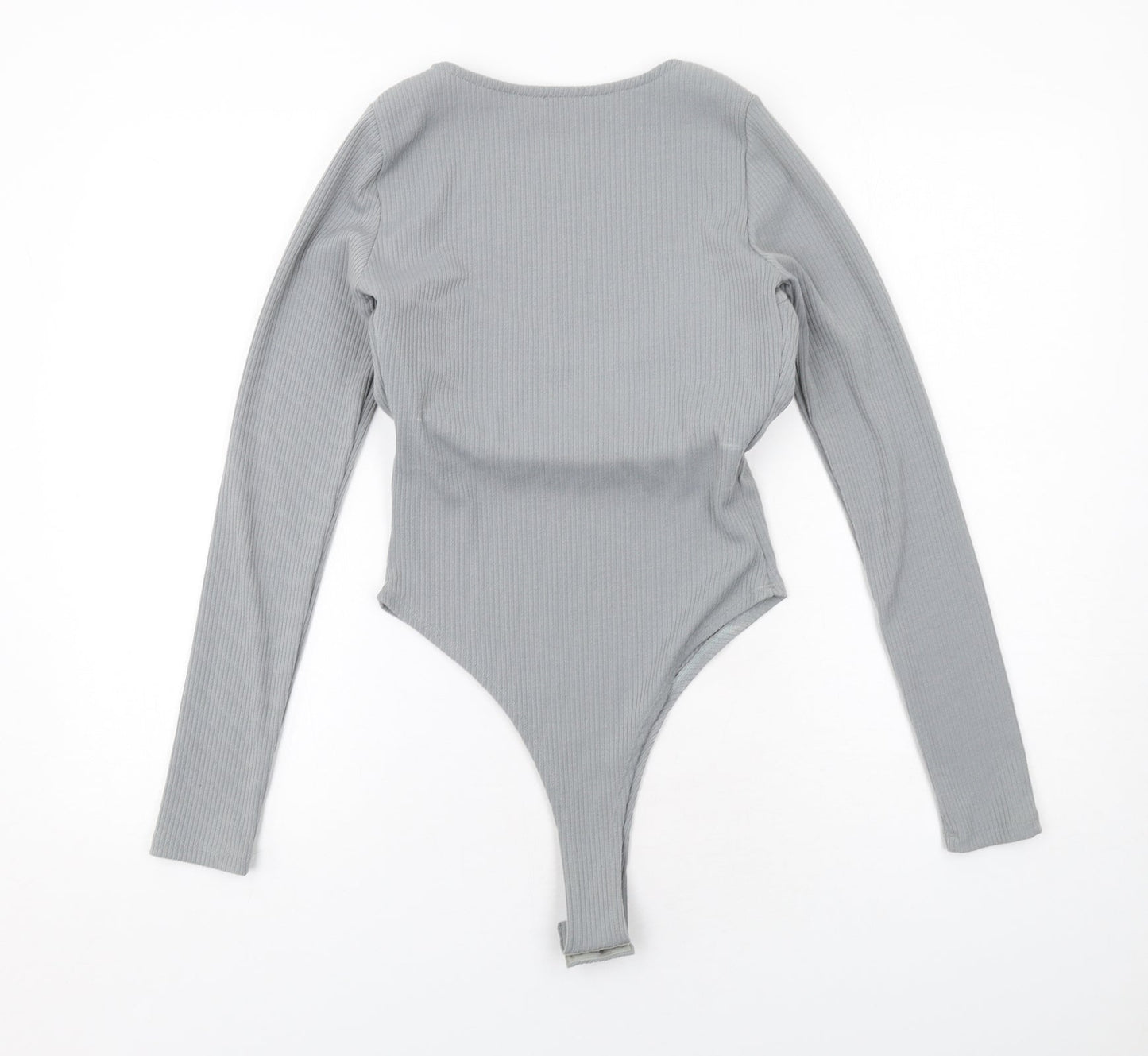 Oh Polly Womens Grey Polyester Bodysuit One-Piece Size 10 Snap