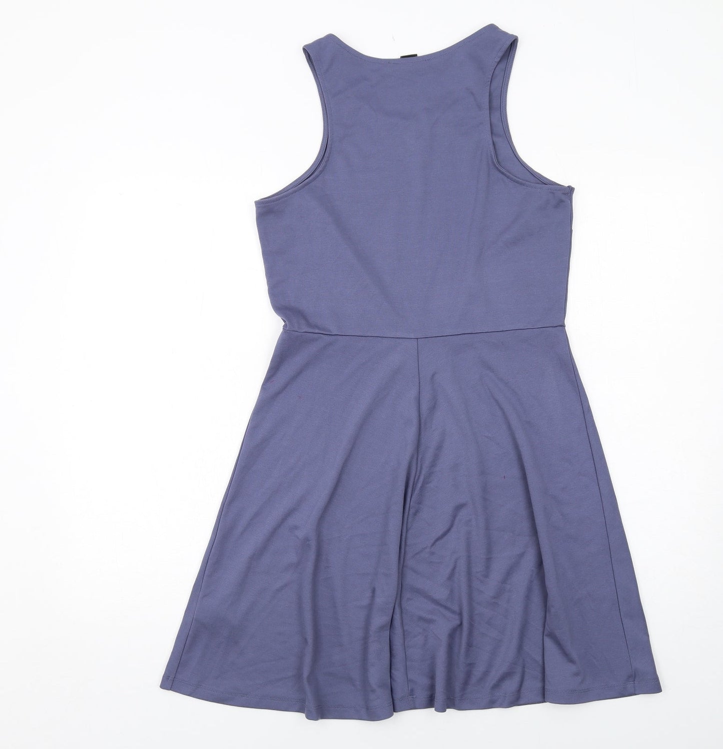 H&M Womens Blue Polyester Tank Dress Size M Boat Neck Pullover
