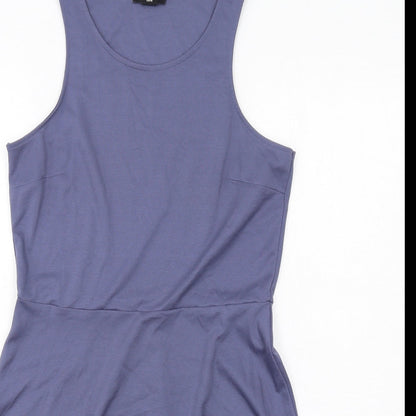 H&M Womens Blue Polyester Tank Dress Size M Boat Neck Pullover