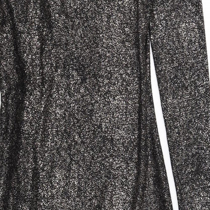 Marks and Spencer Womens Black Polyester Sheath Size 10 V-Neck Pullover - Wrap Front Detail