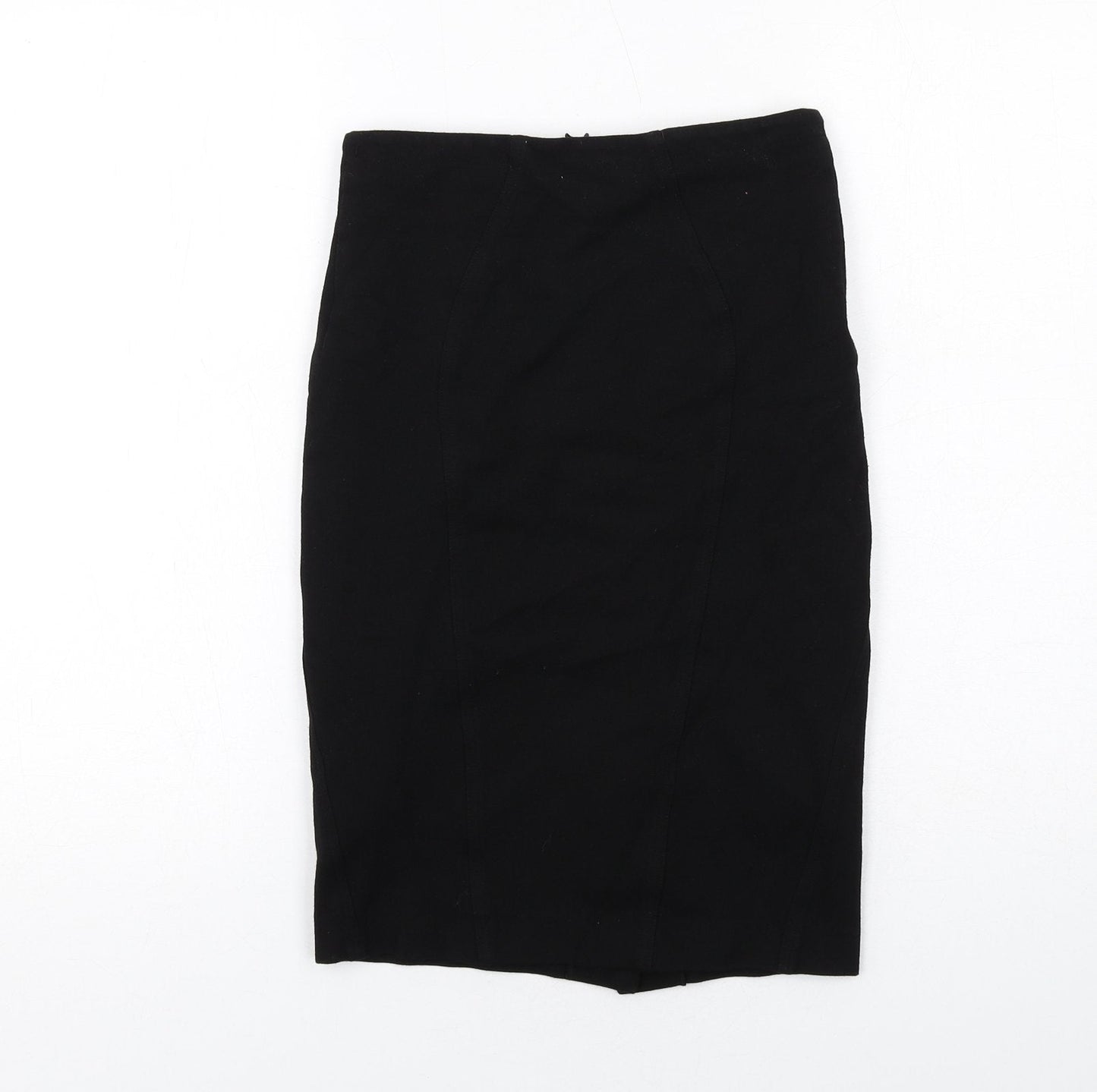 Monsoon Womens Black Viscose Straight & Pencil Skirt Size 8 Zip