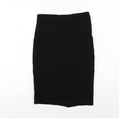 Monsoon Womens Black Viscose Straight & Pencil Skirt Size 8 Zip