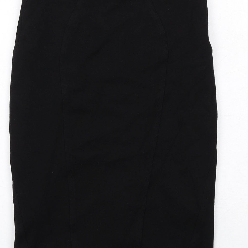 Monsoon Womens Black Viscose Straight & Pencil Skirt Size 8 Zip