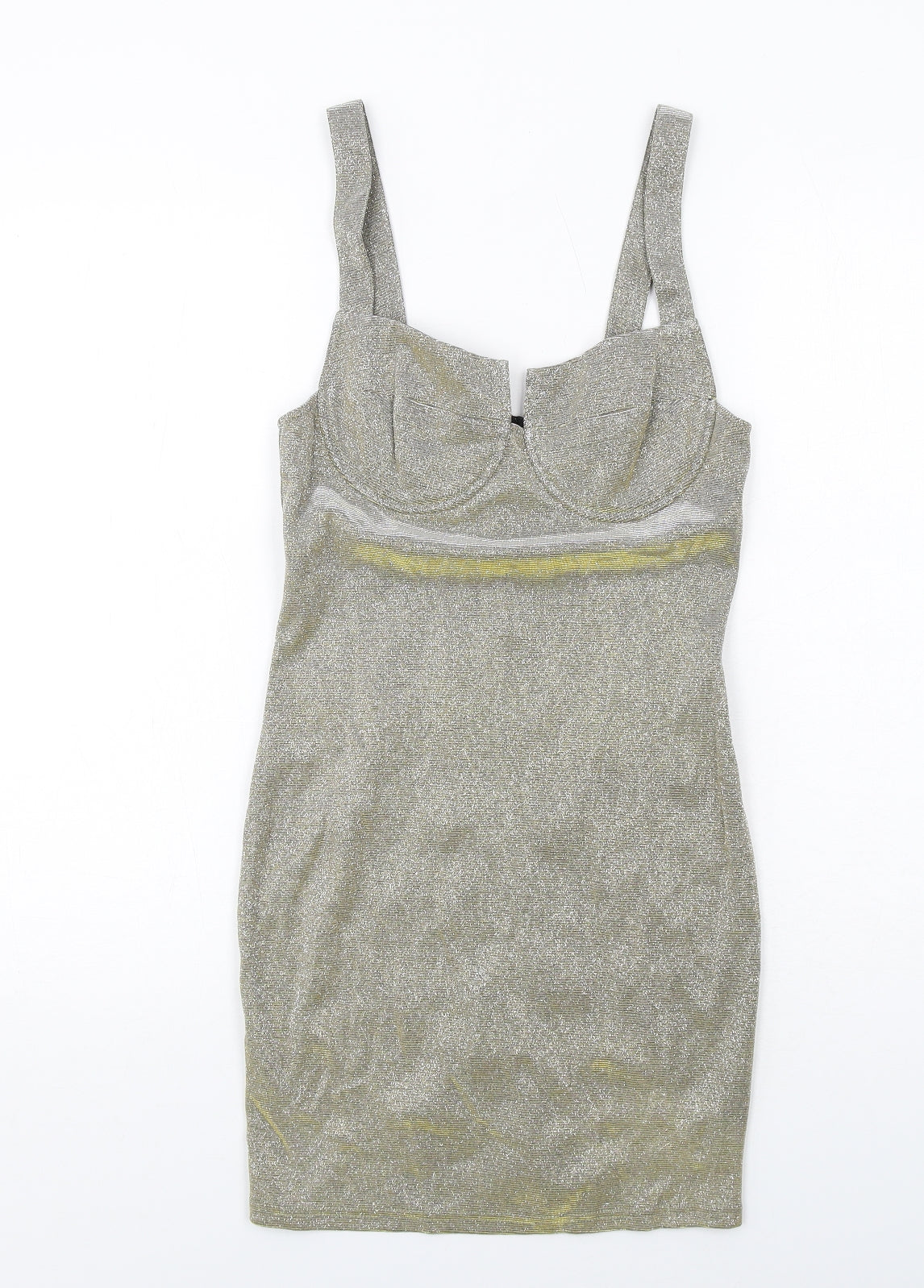 Missguided Womens Gold Polyester Mini Size 8 Sweetheart Zip