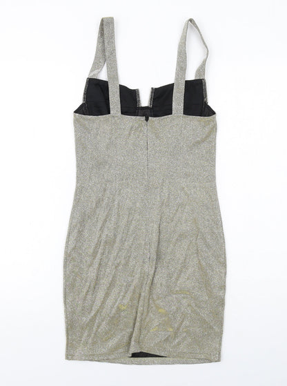 Missguided Womens Gold Polyester Mini Size 8 Sweetheart Zip