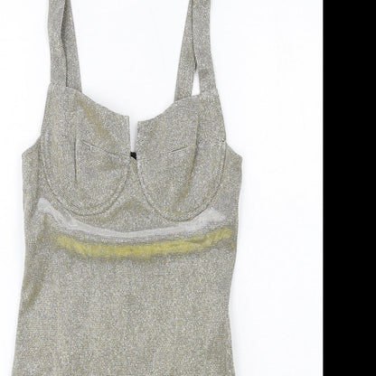 Missguided Womens Gold Polyester Mini Size 8 Sweetheart Zip