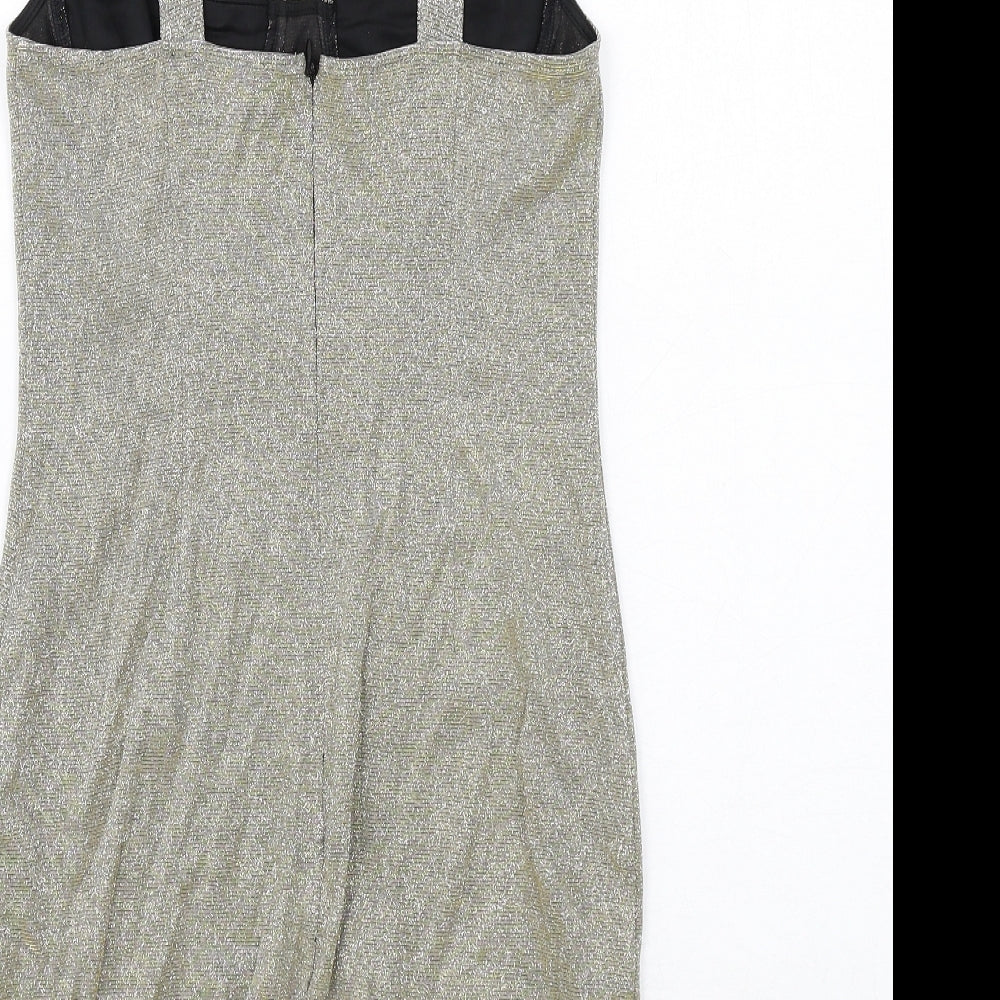 Missguided Womens Gold Polyester Mini Size 8 Sweetheart Zip