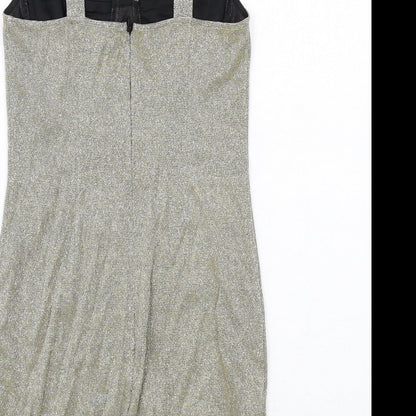 Missguided Womens Gold Polyester Mini Size 8 Sweetheart Zip
