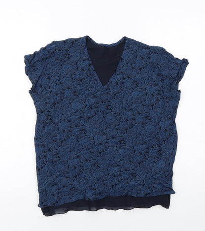 Womens UK Size 12 Marks and Spencer Blue Basic Blouse