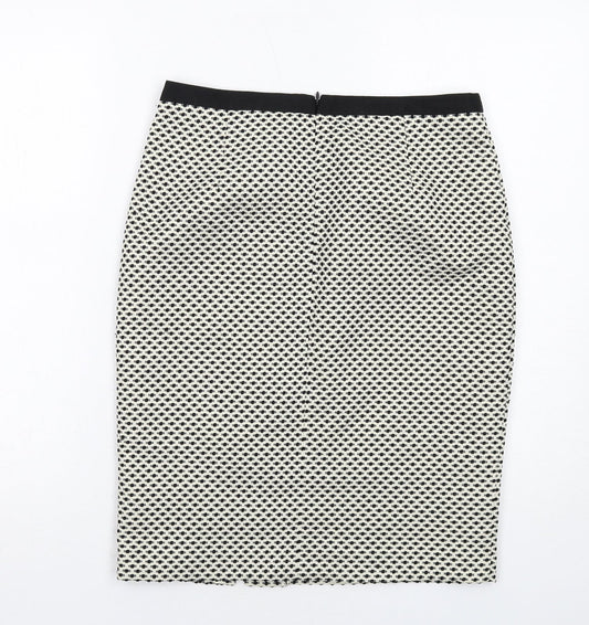 Fenn Wright Manson Womens Ivory Geometric Polyester Straight & Pencil Skirt Size S Zip