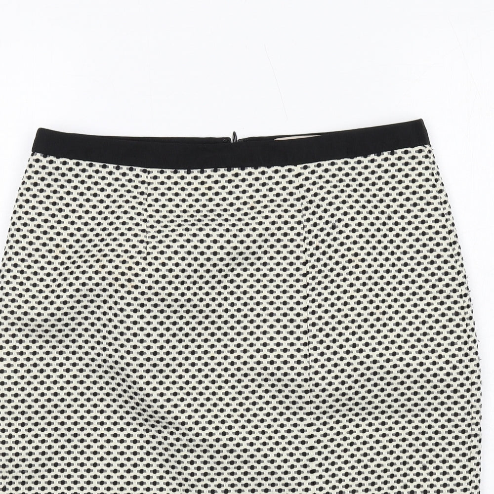 Fenn Wright Manson Womens Ivory Geometric Polyester Straight & Pencil Skirt Size S Zip