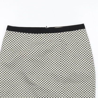 Fenn Wright Manson Womens Ivory Geometric Polyester Straight & Pencil Skirt Size S Zip